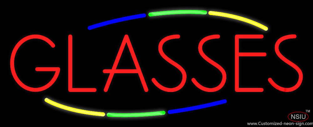 Deco Style Red Glasses Handmade Art Neon Sign