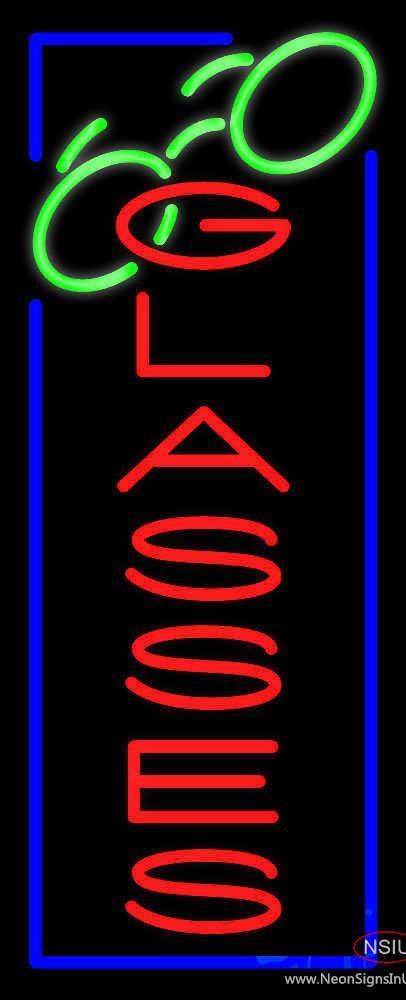 Vertical Red Glasses with Logo Handmade Art Neon Sign