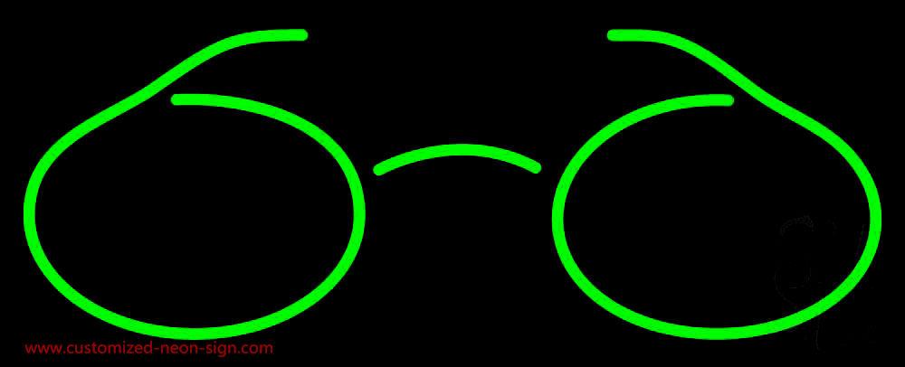Green Glasses Logo Handmade Art Neon Sign